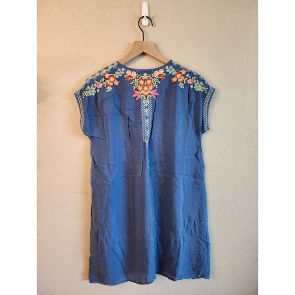 Johnny Was Women's Blue Embroidered Shift Dress SZ Small - Picture 2 of 8